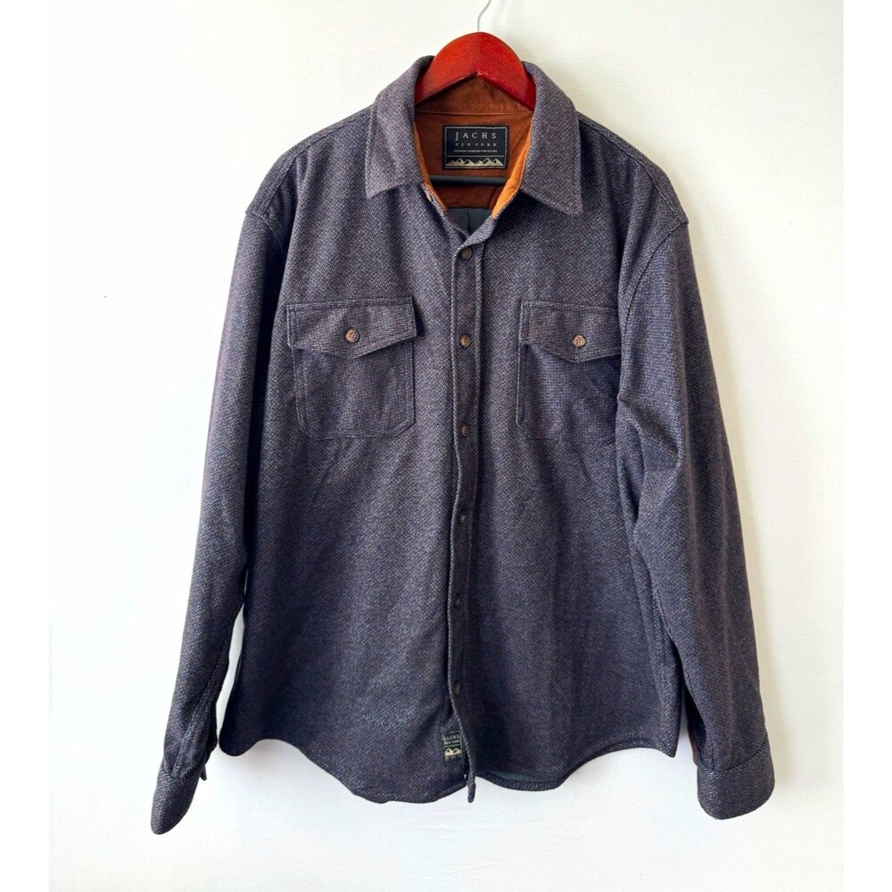 JACHS New York Mens 2XL Gray Corduroy Button-Up Shirt Long Sleeve Pockets